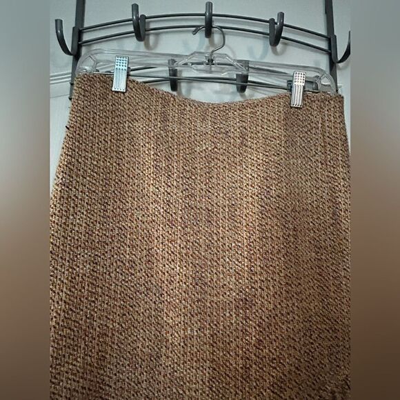 Anthropologie x Samantha Dru Tweed Wrapped Ruffle Hem Skirt Coral Peach womens 6 - Picture 15 of 16